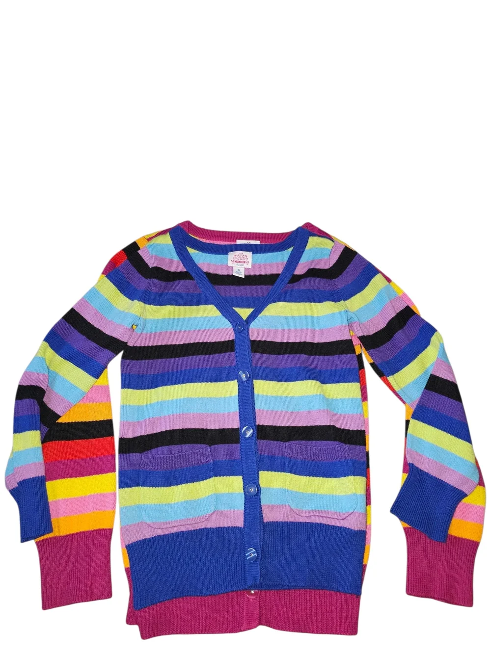 Childrens Place Cardigan lot- Girls' Knit Sweater striped purple blue pink 5-6